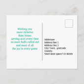 鮮やかなピンクとミントテニスラケットテニス誕生日 ポストカード (裏面)