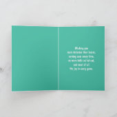 鮮やかなピンクとミントテニスラケット誕生日カード カード (内部)