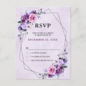 鮮やかなピンクとライラックと紫の花 - RSVP ポストカード (正面)