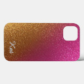 鮮やかなピンクとラメ入りの背景 Case-Mate iPhoneケース (裏面 (横))