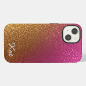 鮮やかなピンクとラメ入りの背景 iPhoneケース (裏面横)