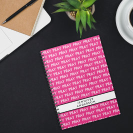 鮮やかなピンクと白のミニマル祈りの言葉ノート ノートブック