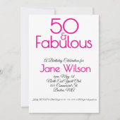 鮮やかなピンクと白の50歳の誕生日招待状 招待状 (正面)