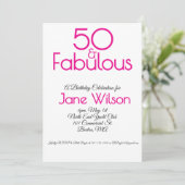 鮮やかなピンクと白の50歳の誕生日招待状 招待状 (スタンド正面)