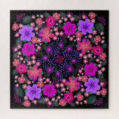 鮮やかなピンクと紫のボホ絵を描の花 ジグソーパズル (横)
