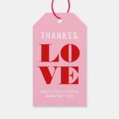 鮮やかなピンクと赤のバチェロレッテウィークエンド ギフトタグ (裏面)