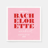 鮮やかなピンクと赤のバチェロレッテウィークエンド スタンダードカクテルナプキン (正面)