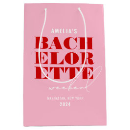 鮮やかなピンクと赤のバチェロレッテウィークエンド ミディアムペーパーバッグ