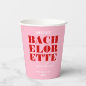 鮮やかなピンクと赤のバチェロレッテウィークエンド 紙コップ (裏面)