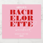 鮮やかなピンクと赤のバチェロレッテパーティ スパークリングワインラベル (シングルラベル)