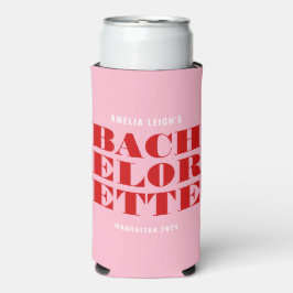 鮮やかなピンクと赤のバチェロレッテパーティ スリム缶クーラー