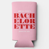 鮮やかなピンクと赤のバチェロレッテパーティ スリム缶クーラー (裏面)