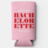 鮮やかなピンクと赤のバチェロレッテパーティ スリム缶クーラー (正面)