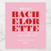 鮮やかなピンクと赤のバチェロレッテパーティ ワインラベル (シングルラベル)