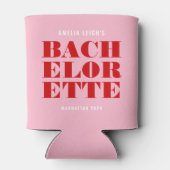 鮮やかなピンクと赤のバチェロレッテパーティ 缶クーラー (裏面)