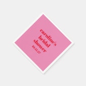 鮮やかなピンクと赤のモダンで楽しいオリジナル ブライダルシャワー スタンダードカクテルナプキン (角)