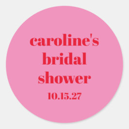 鮮やかなピンクと赤のモダンで楽しいカスタム ブライダル シャワー ラウンドシール