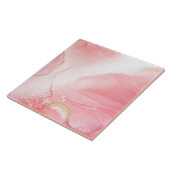 鮮やかなピンクと金ゴールド水彩大理石 タイル (側面)