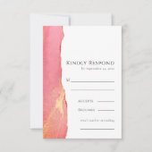 鮮やかなピンクのアート RSVP ウェディング レスポンス カード (正面)