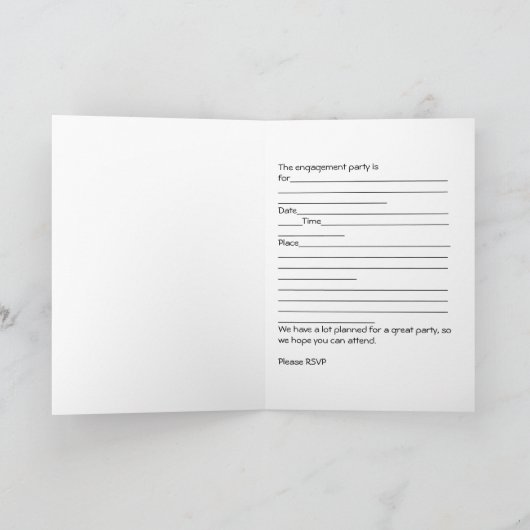 鮮やかなピンクのエンゲージメントパーティー招待状 招待状 (内部)