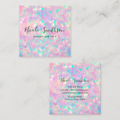 鮮やかなピンクのオパールのスクエアの名刺 スクエア名刺 (正面/裏面)