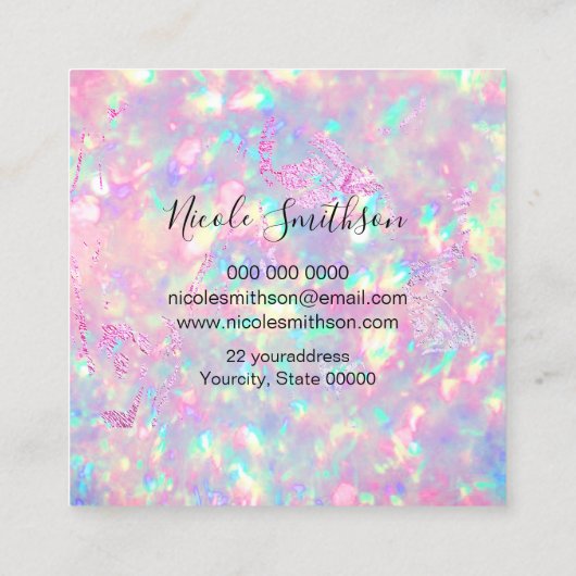 鮮やかなピンクのオパールのスクエアの名刺 スクエア名刺 (裏面)