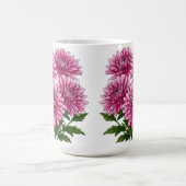 鮮やかなピンクのキクの花 コーヒーマグカップ (中央)