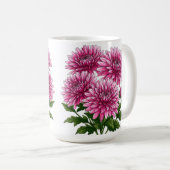 鮮やかなピンクのキクの花 コーヒーマグカップ (正面右)