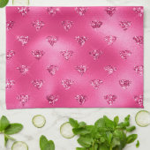 鮮やかなピンクのグラムスパークリダイヤモンド キッチンタオル (折り畳み)