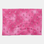鮮やかなピンクのグラムスパークリダイヤモンド キッチンタオル (横)