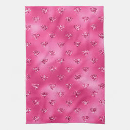 鮮やかなピンクのグラムスパークリダイヤモンド キッチンタオル