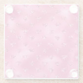 鮮やかなピンクのグラムスパークリーのダイヤモンドパターン ガラスコースター (裏面)