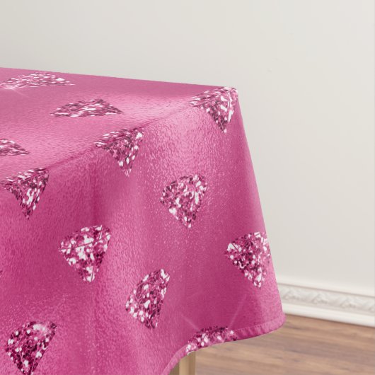 鮮やかなピンクのグラムスパークリーのダイヤモンドパターン テーブルクロス (インサイチュ)