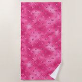 鮮やかなピンクのグラムスパークリーのダイヤモンドパターン ビーチタオル (正面)