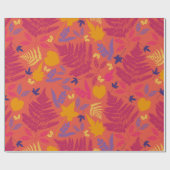 鮮やかなピンクのシダ模様のギフト包装紙 ラッピングペーパー (フラット)