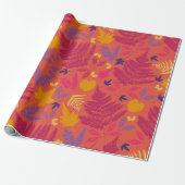 鮮やかなピンクのシダ模様のギフト包装紙 ラッピングペーパー (アンロールド)