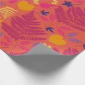 鮮やかなピンクのシダ模様のギフト包装紙 ラッピングペーパー (角)