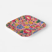 鮮やかなピンクのシノワズリーフラワー ペーパープレート (傾斜あり)