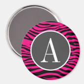 鮮やかなピンクのシマウマの動物柄 マグネット (正面/裏面)