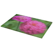 鮮やかなピンクのジニアの花 カッティングボード (角)