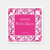 鮮やかなピンクのスペイン風タレヴェラ メキシコの結婚前祝賀会 スタンダードカクテルナプキン (正面)