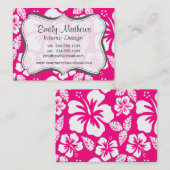 鮮やかなピンクのトロピカルハイビスカスの花 名刺 (正面/裏面)