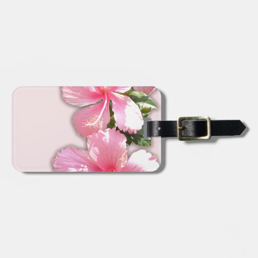鮮やかなピンクのハイビスカスの花 ラゲッジタグ (正面横)