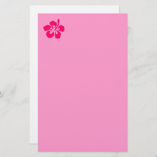 鮮やかなピンクのハイビスカス 便箋 (正面/裏面)
