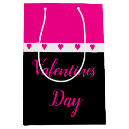 鮮やかなピンクのハートアクセント ミディアムペーパーバッグ