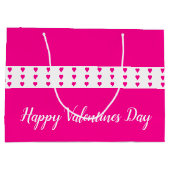 鮮やかなピンクのハートアクセント ラージペーパーバッグ (裏面)