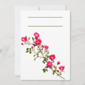 鮮やかなピンクのバラの枝 花と蕾 招待状 (正面)