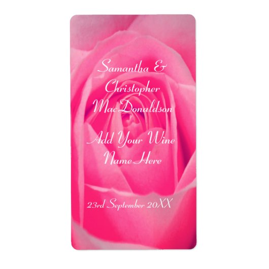 鮮やかなピンクのバラの花の国のフローラワイン ラベル (正面)