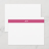 鮮やかなピンクのパーソナライズされたモノグラム名前イニシャル ノートカード (正面/裏面)