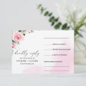 鮮やかなピンクのフローラの緑のユーカリ結婚プタス 出欠カード (スタンド正面)